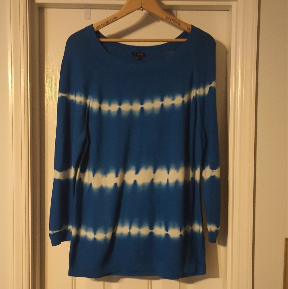 Talbot's NWOT sweater blue and white tye dye